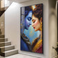 Lord Shiva and Goddess Parvati Glass Finish Vertical Wall Art