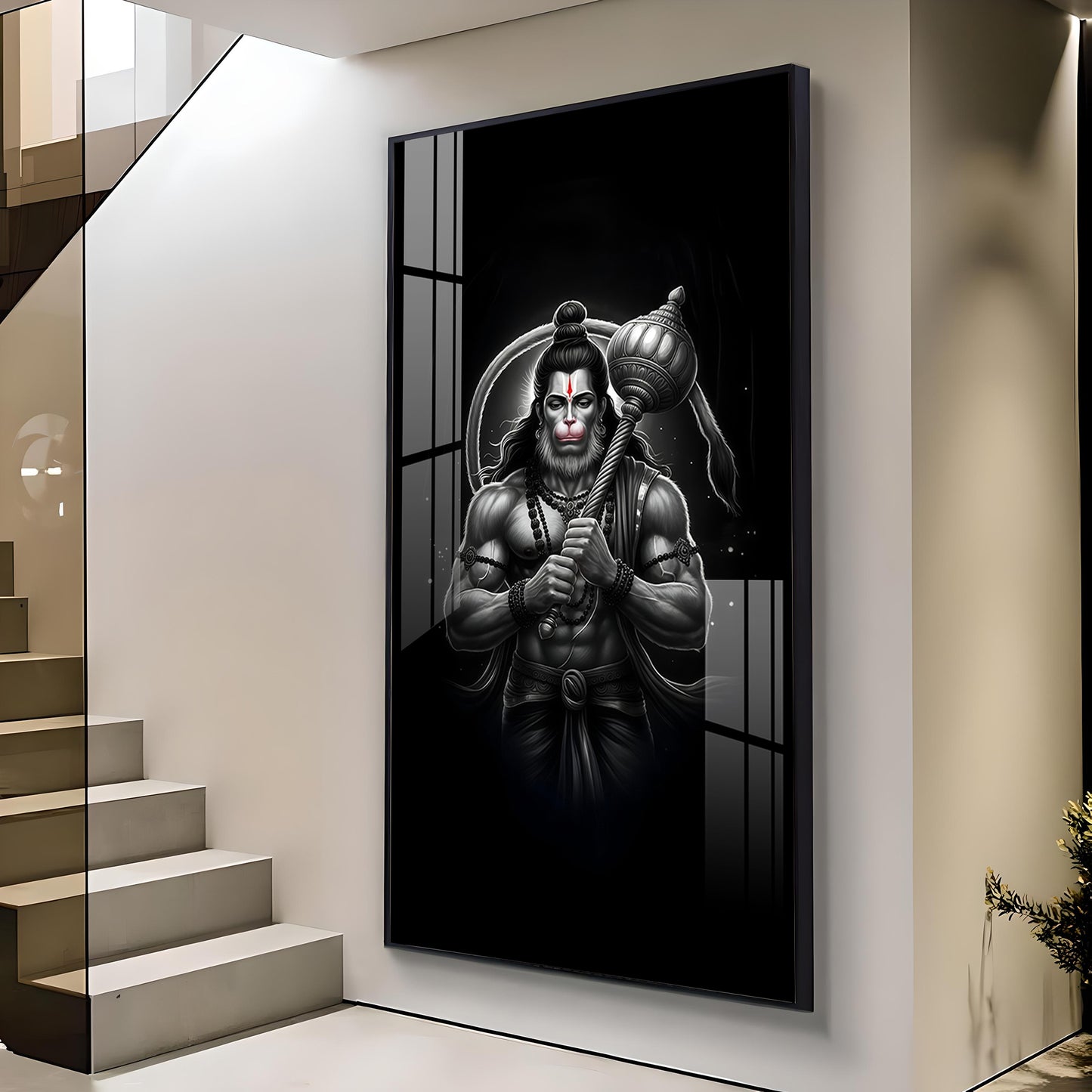 Lord Bajarang Bali Glass Finish Vertical Wall Art