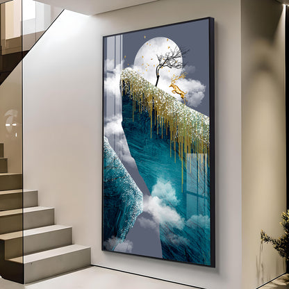 Frosted Heights Glass Finish Vertical Wall Art