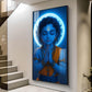 Praying Little krishna Glass Finish vertical Wall Art