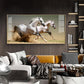 Satin Matt Running Horses Glass Finish Horizontal Wall Art