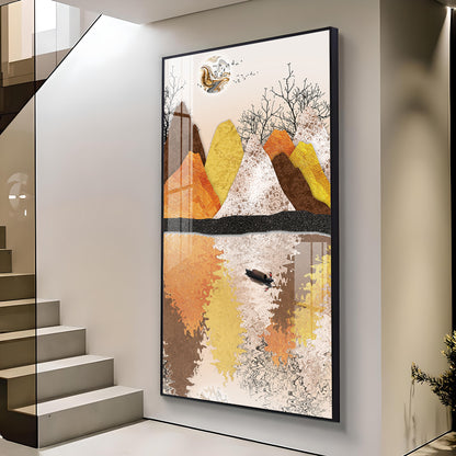 Journey Across Still Waters Glass Finish Vertical Wall Art