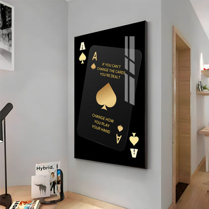 Luxe Ace of Spades Glass Finish Vertical Wall Art