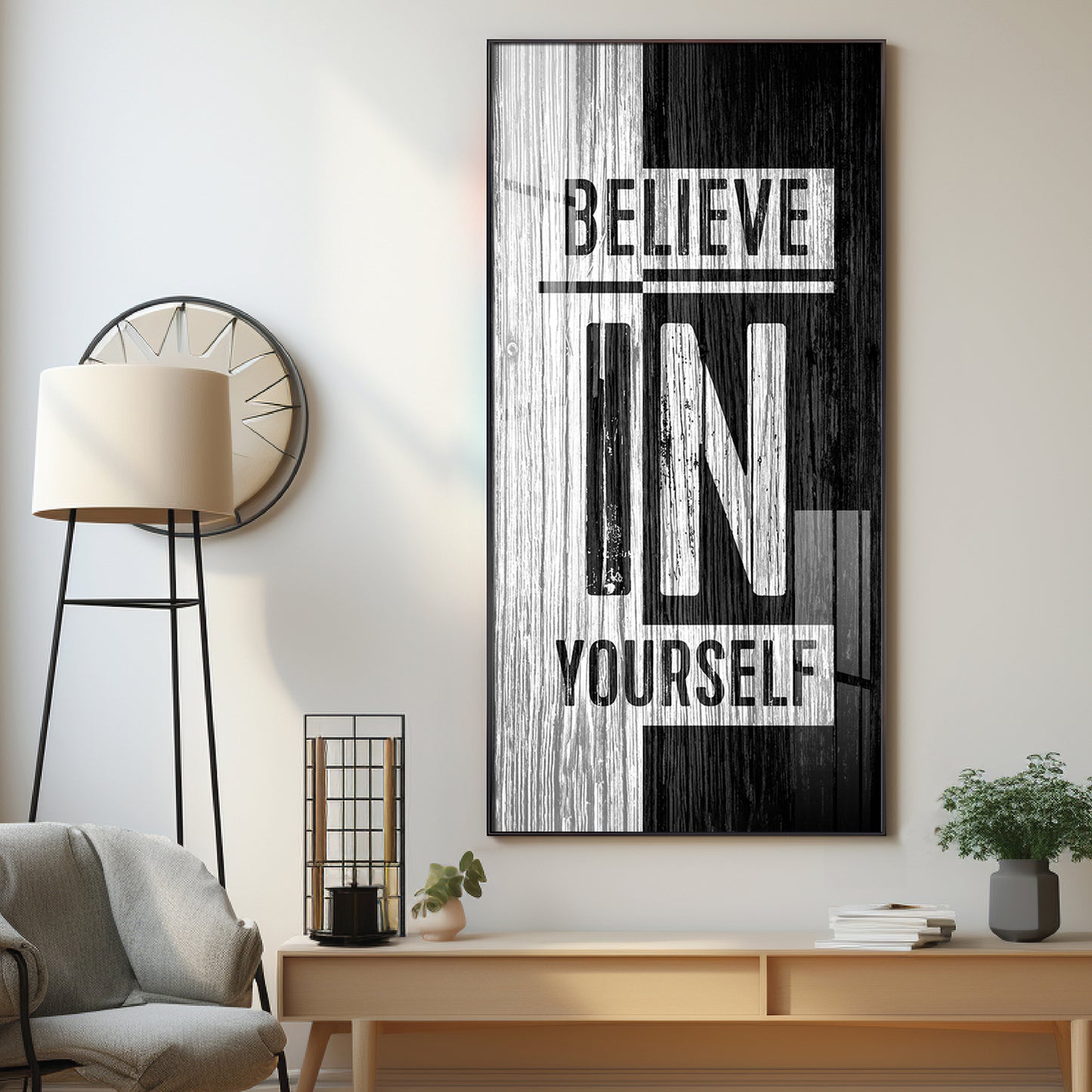 Believe In Yourself Motivational Glass Finish Vertical Wall Art