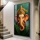 Vibrant Lord ganesha Artwork Glass Finish Vertical Wall Art