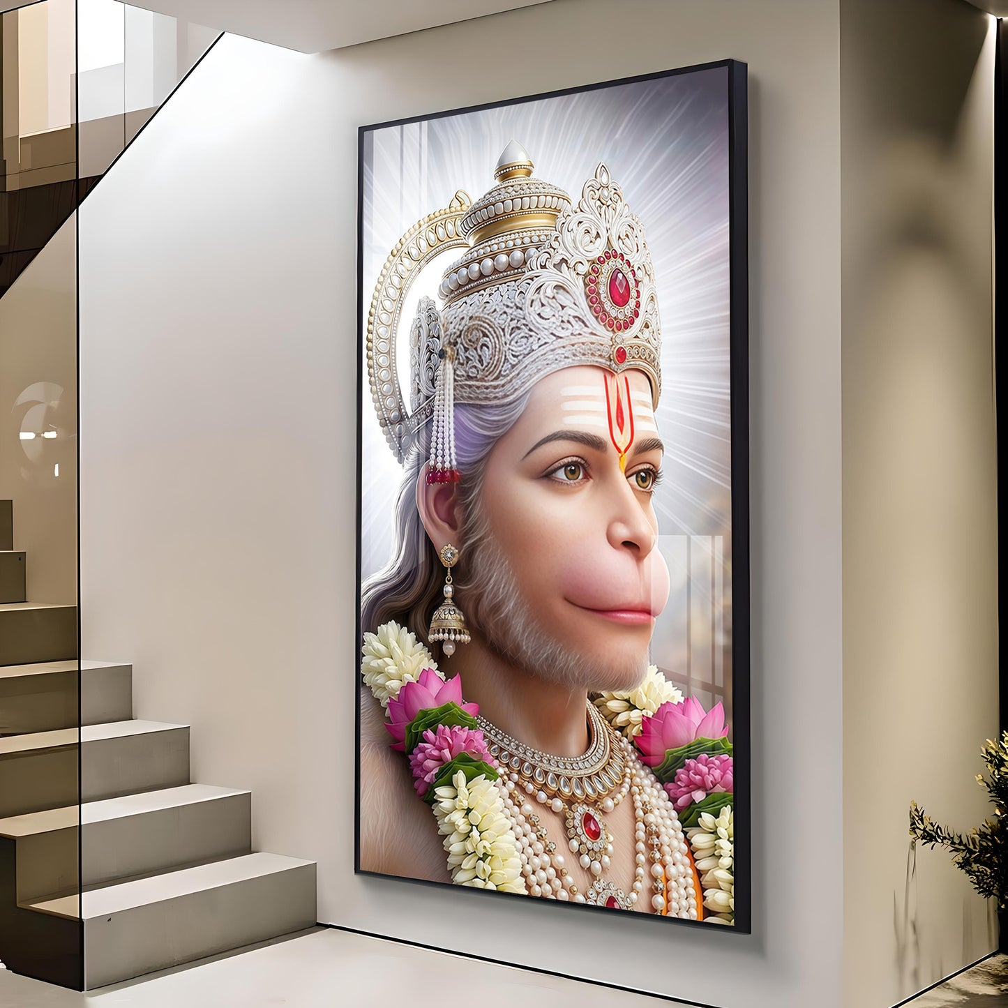 Pavan Putra Hanuman Ji Glass Finish Vertical Wall Art