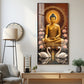 Meditating Budha With Swarn Glass Finish Vertical Wall Art