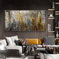 Golden And Silver Feather Glass Finish Horizontal Wall Art