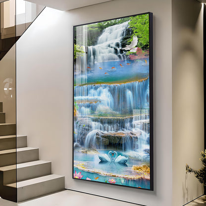 Ethereal Waterscape Glass Finish Vertical Wall Art