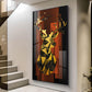Abstract Deer Portrait Glass Finish Vertical Wall Art