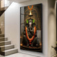 Lord Ganesh Blessing Glass Finish Vertical Wall Art