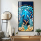 Peacock On Tree Branch Glass Finish Vertical Wall Art