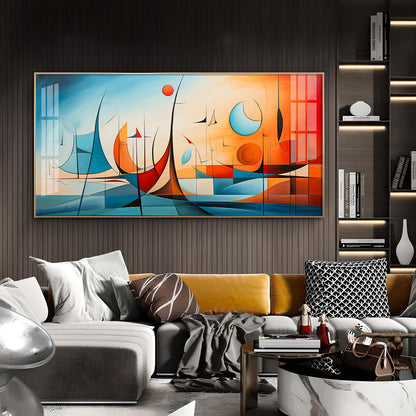 Beautiful Modern Abstract Glass Finish Horizontal Wall Art