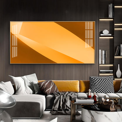 Orange Color Multi Shade Glass Finish Horizontal Wall Art