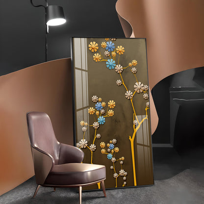 Blossom Mural Glass Finish Vertical Wall Art