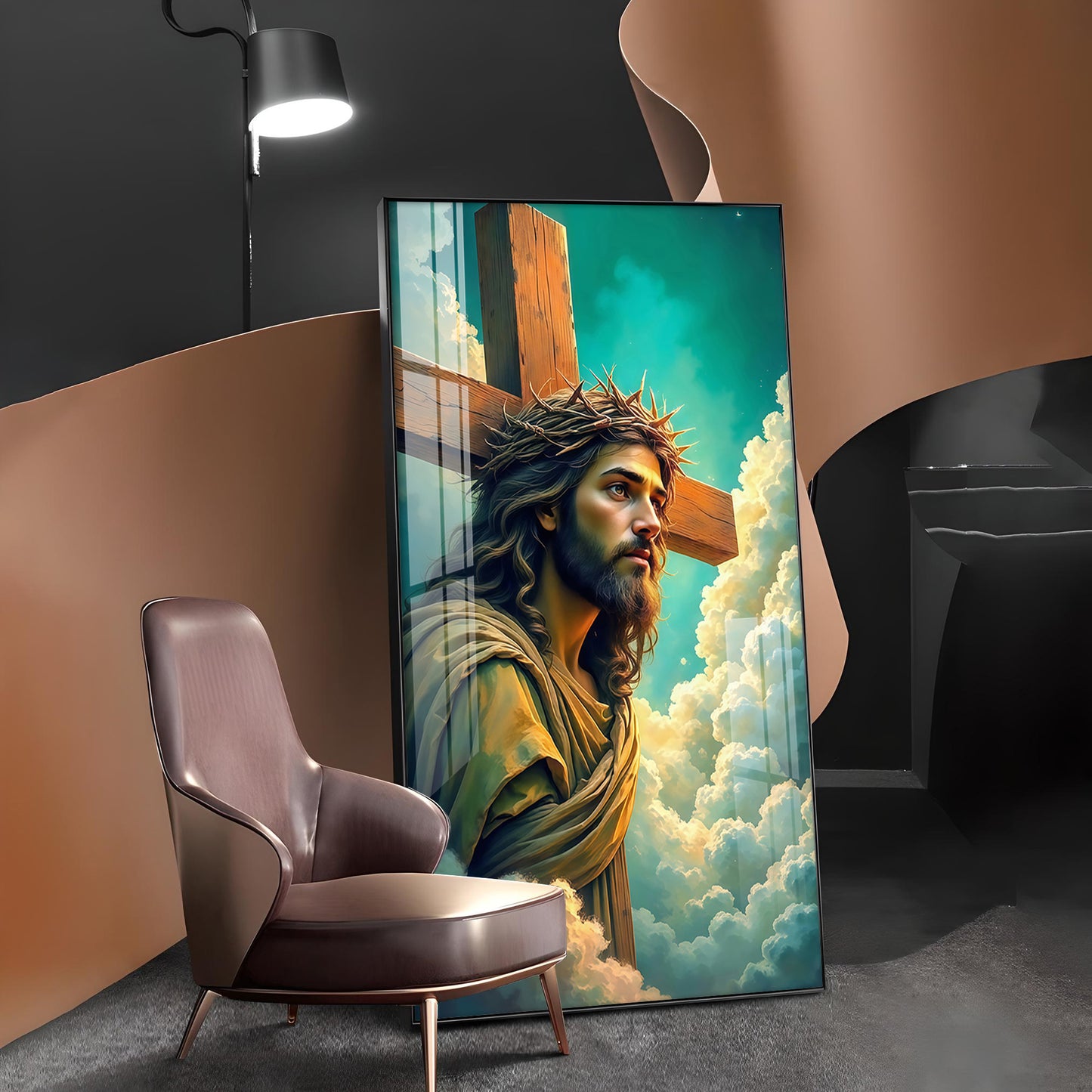 Jesus Christ Glass Finish Vertical Wall Art