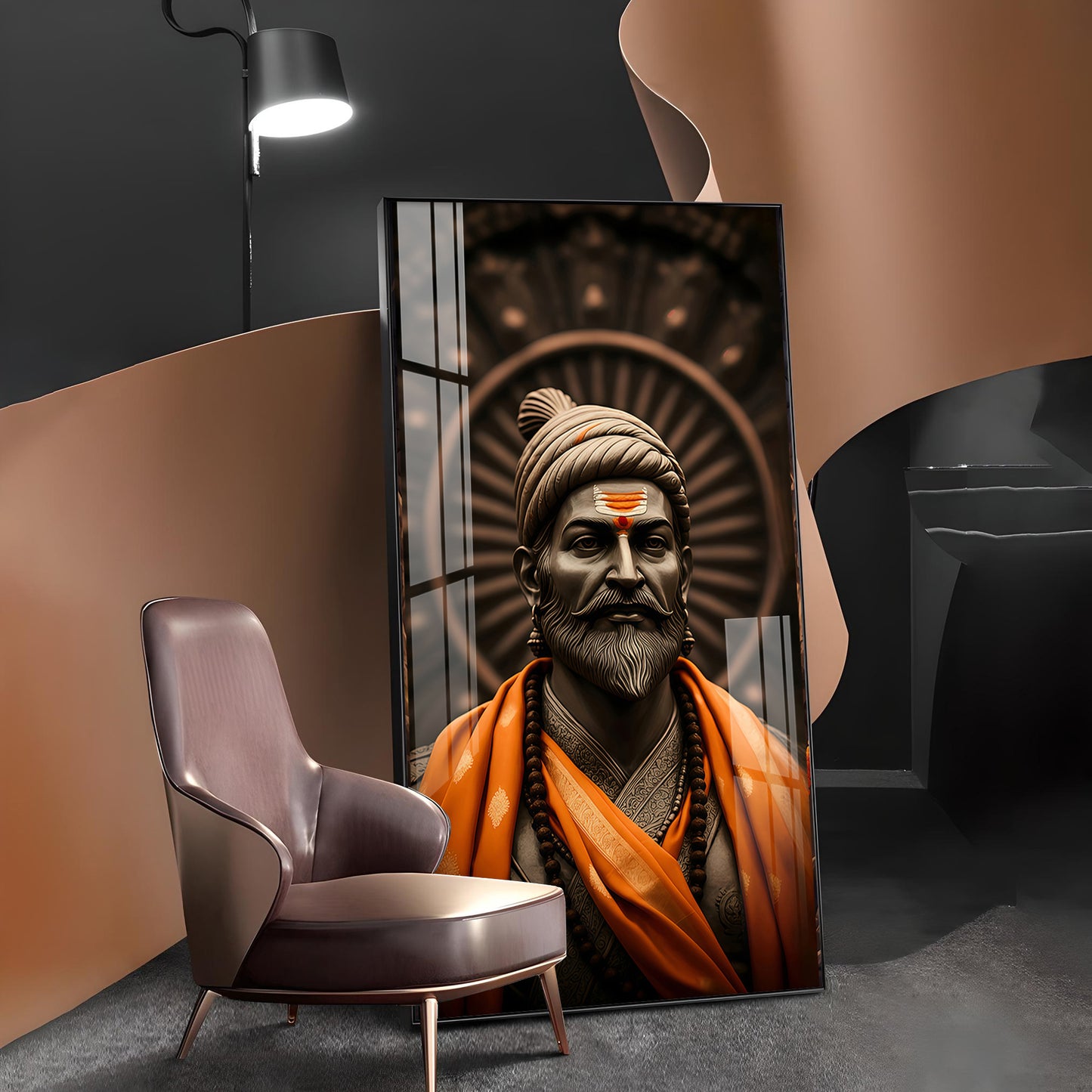 Chhatrapati Shivaji Maharaj Ji Glass Finish Vertical Wall Art