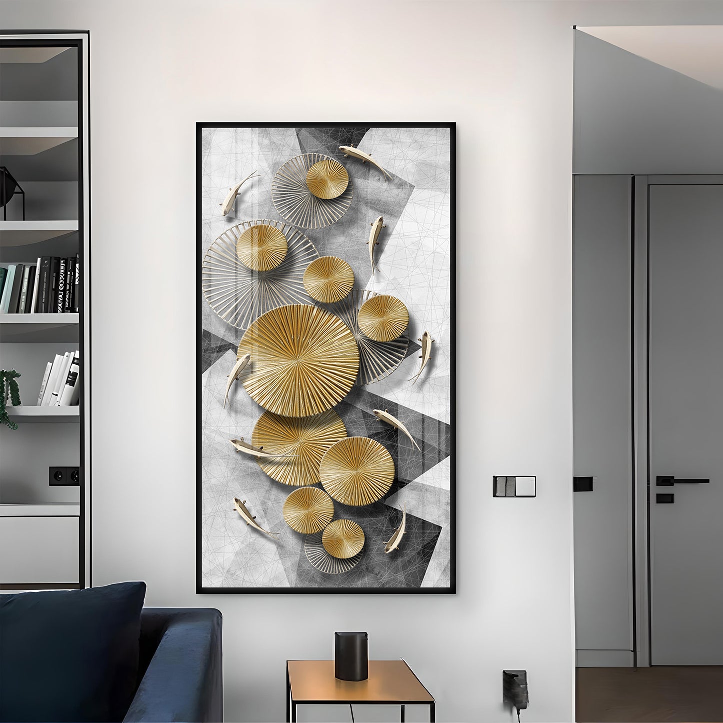 Opulent Whispers Glass Finish Vertical Wall Art