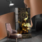 Golden Veil Peacock Glass Finish Vertical Wall Art
