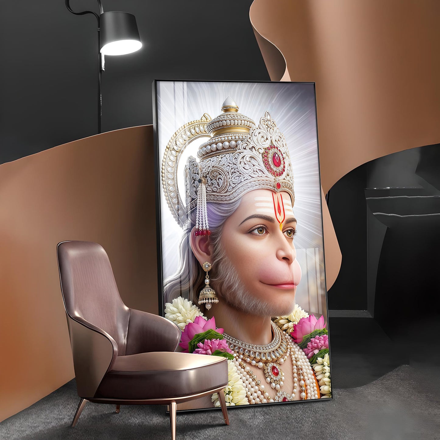 Pavan Putra Hanuman Ji Glass Finish Vertical Wall Art