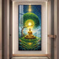 Meditating Buddha In Nature Glass Finish Vertical Wall Art