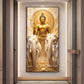 Meditating Budha With Alpha Elephant Glass Finish Vertical Wall Art