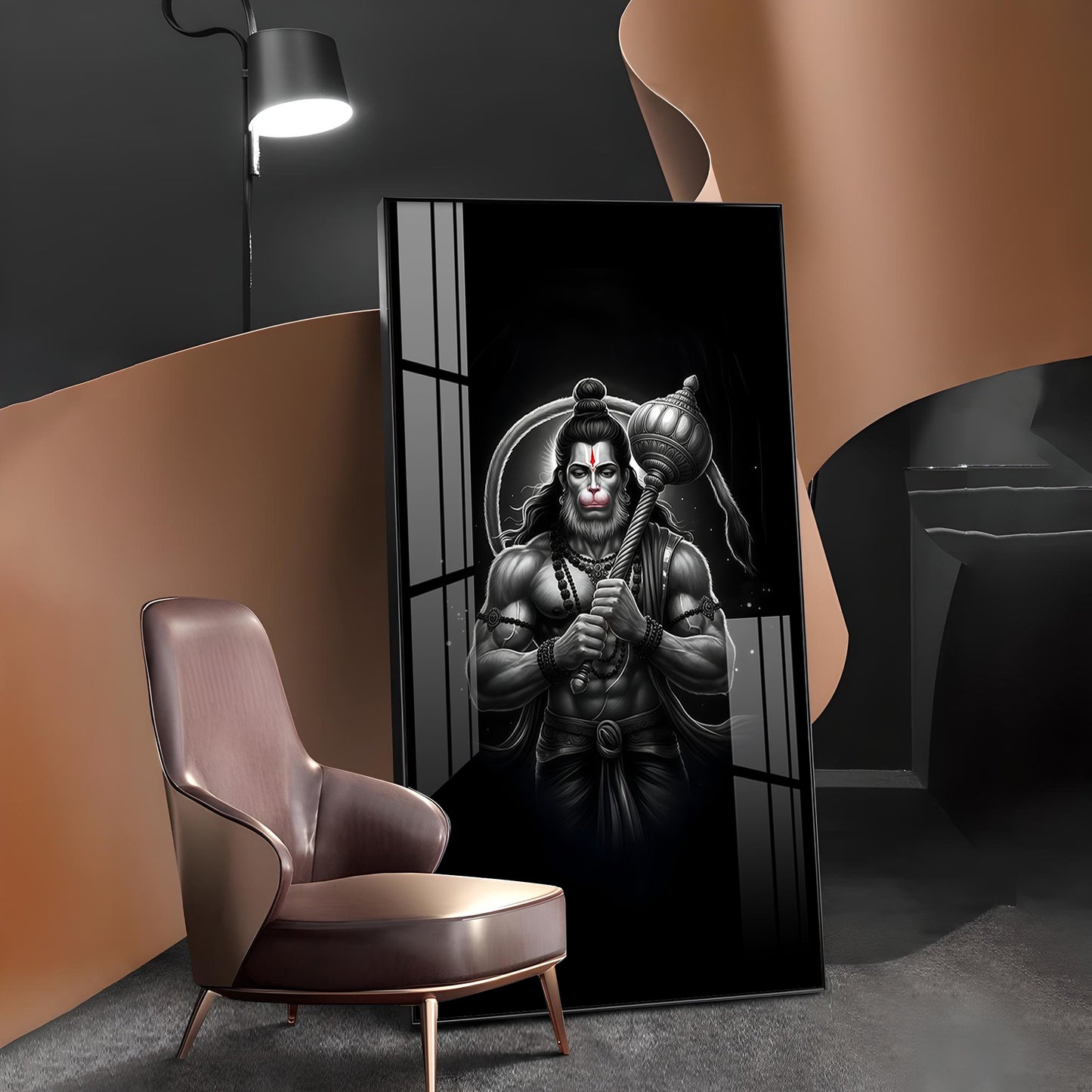 Lord Bajarang Bali Glass Finish Vertical Wall Art