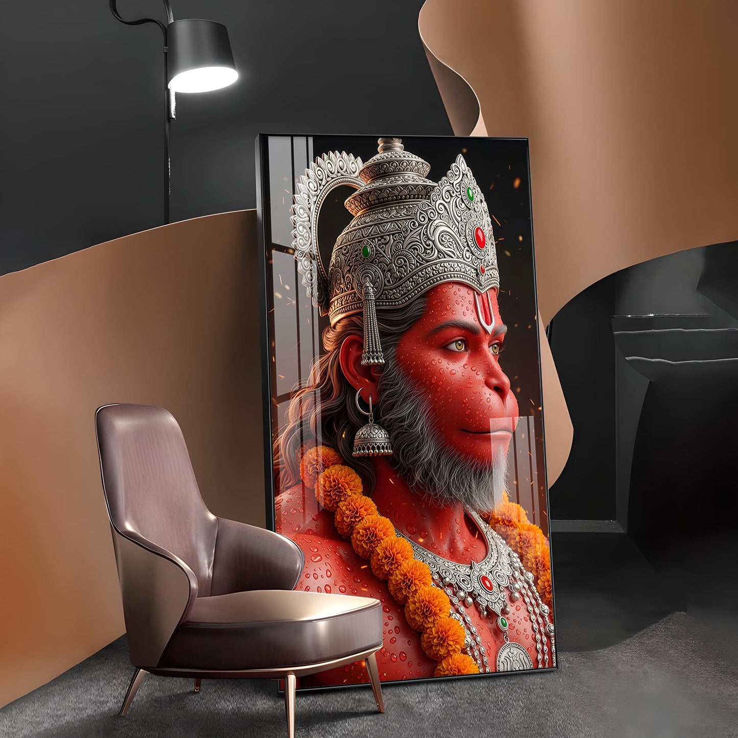Jai Shri Bajarang Bali Glass Finish Vertical Wall Art