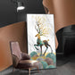 Deer and Its Branches Glass Finish Vertical Wall Art