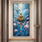 Meditating Budha With Lotus Glass Finish Vertical Wall Art