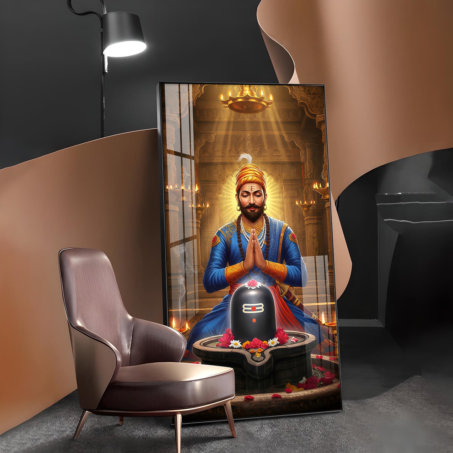 Chhatrapati Sambhaji Maharaj Glass Finish Vertical Wall Art