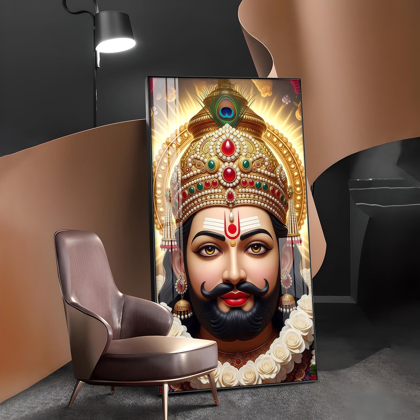 Jai Shri Shyam Baba Glass Finish Vertical Wall Art