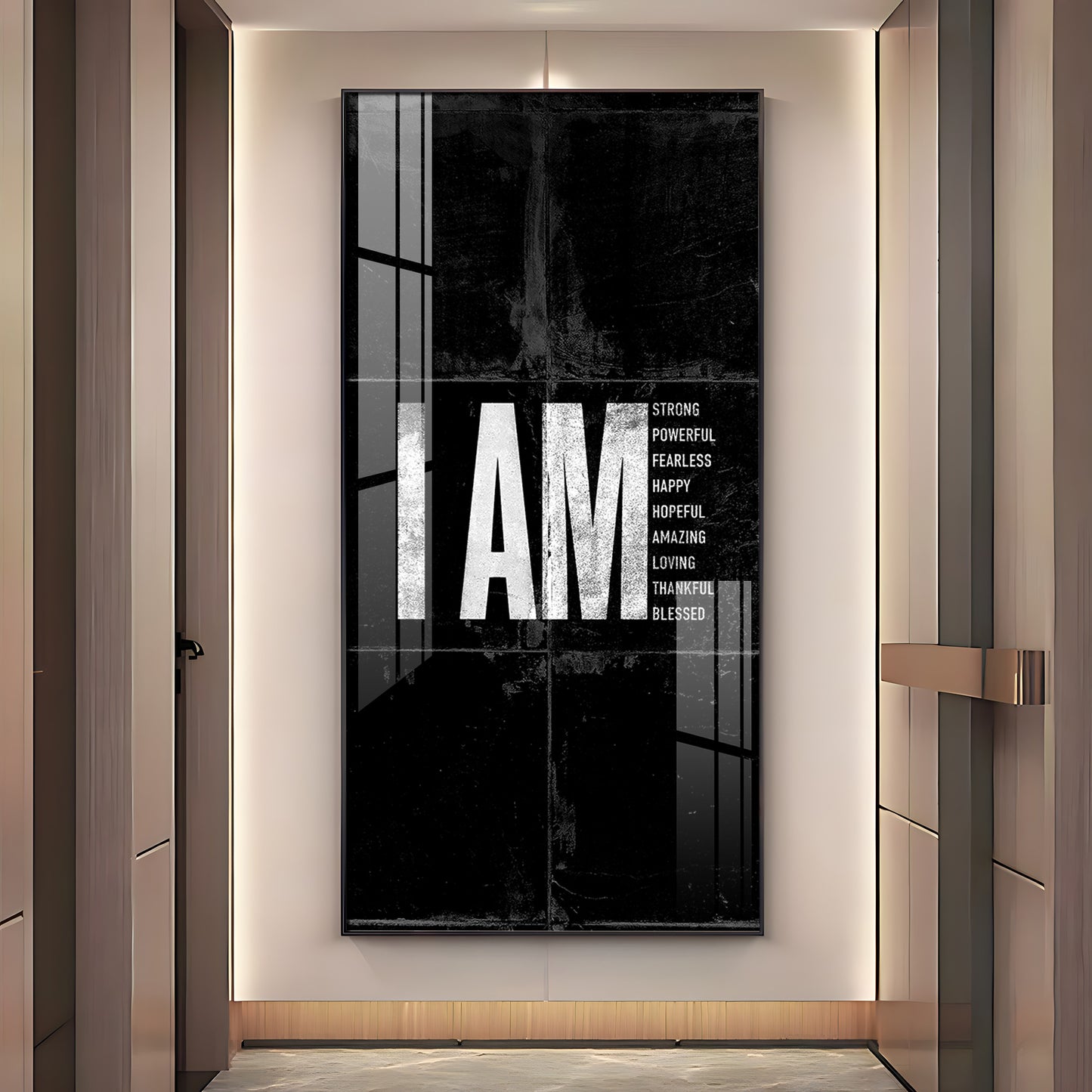 Clean Lines Motivational Glass Finish Vertical Wall Art