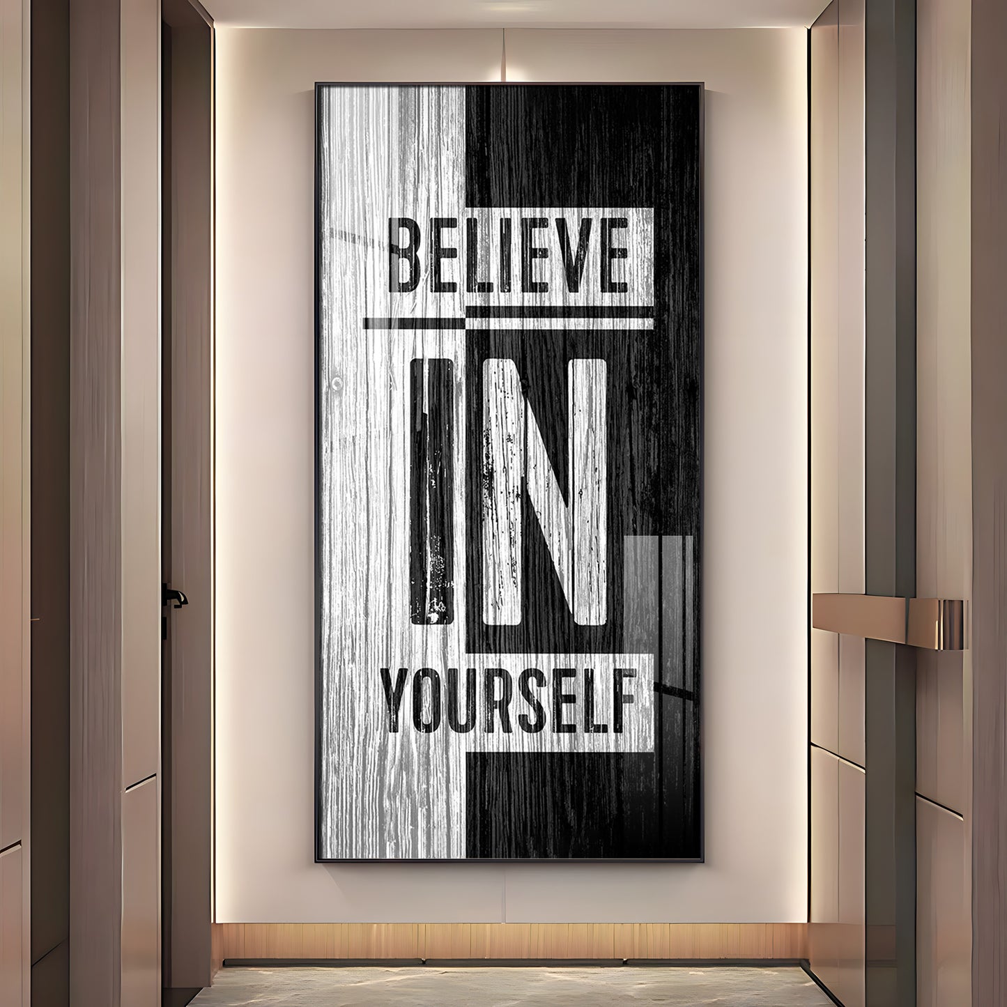 Believe In Yourself Motivational Glass Finish Vertical Wall Art