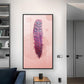 Pink Plume Glass Finish Vertical Wall Art