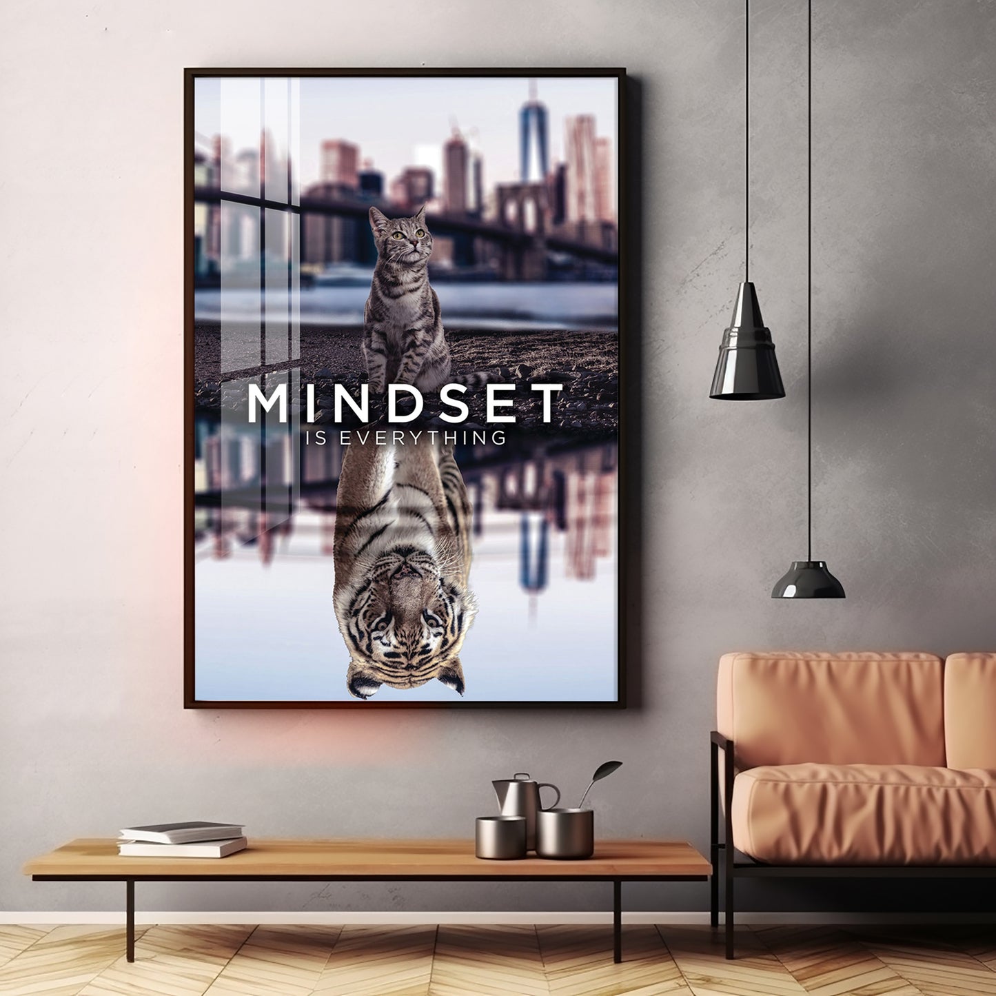 Elevate Your Mindset Glass Finish Vertical Wall Art