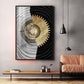 Golden Elegance Glass Finish Vertical Wall Art