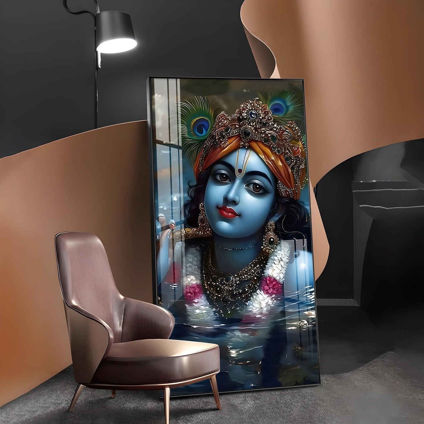 Shri Banke Bihari Glass Finish Vertical Wall Art