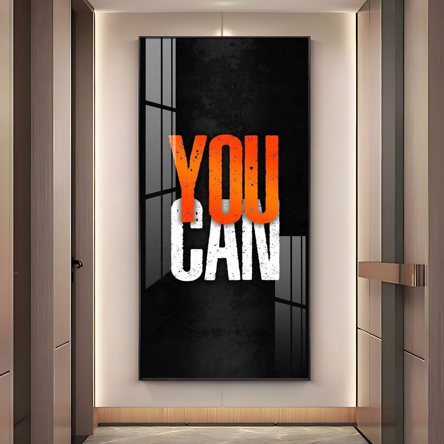 You Can Motivational Glass Finish Vertical Wall Art