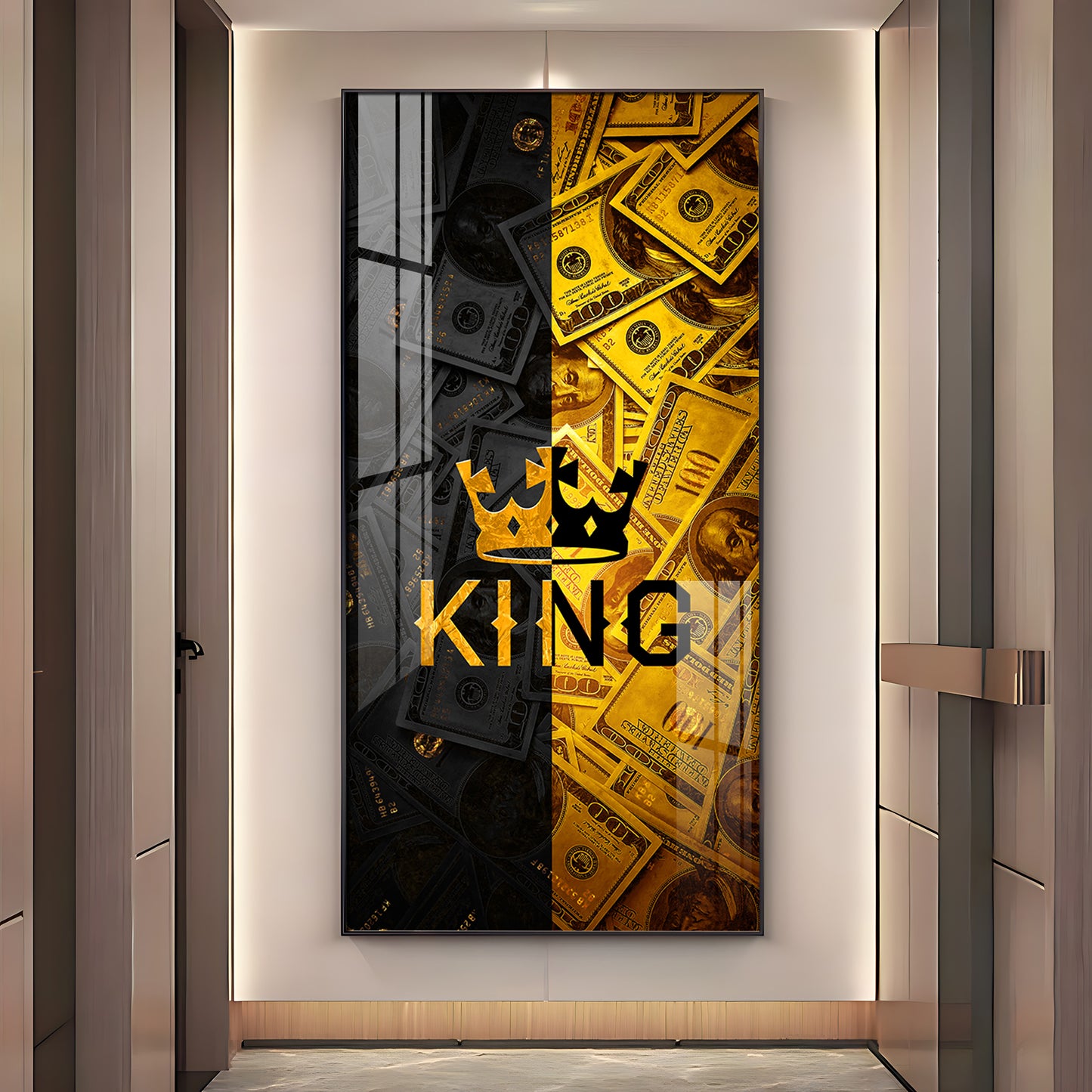 King Motivational Glass Finish Vertical Wall Art
