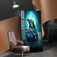 Spiritual Krishna In Vibrant Color Glass Finish Vertical Wall Art