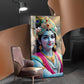 Lord Jai Shri Krishna Glass Finish Vertical Wall Art