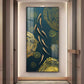 Green Koi Fishes Glass Finish Vertical Wall Art