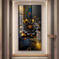 Surreal Black Flower Glass Finish Vertical Wall Art