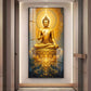 Golden Budha's Aura Glass Finish Vertical Wall Art