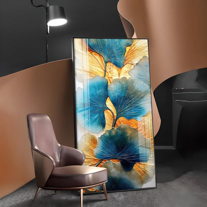 Noir Petal Glass Finish Vertical Wall Art