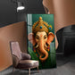 Vibrant Lord ganesha Artwork Glass Finish Vertical Wall Art