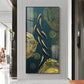 Green Koi Fishes Glass Finish Vertical Wall Art