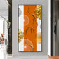 Orange And White Elegance Glass Finish Vertical Wall Art