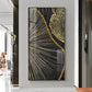Golden Abyss Glass Finish Vertical Wall Art